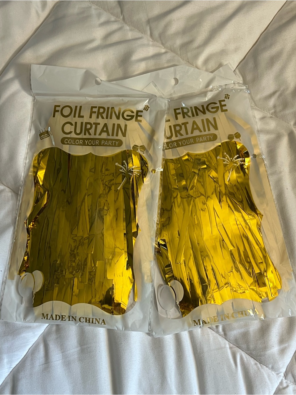 Foil Fringe Curtain - Gold Party Backdrop Set of 2